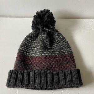 * NEW WITH TAGS * striped winter hat in grey, black & burgundy..  Urban Pipeline